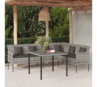 vidaXL Divano da giardino a L con cuscini – grigio in polyrattan