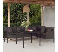 vidaXL Divano da Giardino a L con Cuscini Nero in Polyrattan