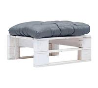vidaXL Divano da Giardino a Pallet con Cuscino Grigio Rustico Sofa Seduta Esterni Ottomana Interni Esterni Tavolino Bianco Legno di Pino