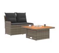 vidaXL Divano da Giardino con Braccioli e Tavolo Alzabile 2 Pezzo, Divano moderno, ergonomico, con piedi regolabili, per esterni, relax, arredamento minimalista
