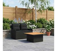 vidaXL Divano da Giardino con Braccioli e Tavolo Alzabile 2 Pezzo Nero