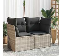 vidaXL Divano da Giardino con Cuscini 2 Posti Grigio Chiaro Polyrattan