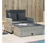 vidaXL Divano da Giardino con Cuscini 2 Posti Grigio Chiaro Polyrattan