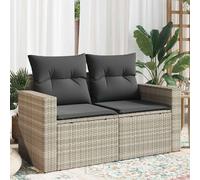 vidaXL Divano da Giardino con Cuscini 2 Posti Grigio Chiaro Polyrattan