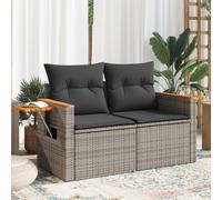 vidaXL Divano da Giardino con Cuscini 2 Posti Grigio in Polyrattan
