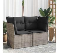 vidaXL Divano da Giardino con Cuscini 2 Posti Grigio in Polyrattan