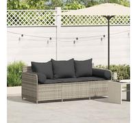 vidaXL Divano da Giardino con Cuscini 3 Posti Grigio Chiaro Polyrattan