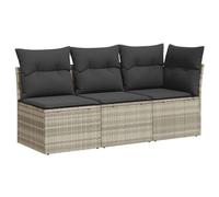 vidaXL Divano da Giardino con Cuscini 3 Posti Grigio Chiaro Polyrattan