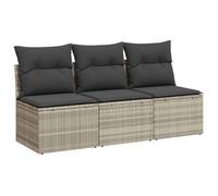 vidaXL Divano da Giardino con Cuscini 3 Posti Grigio Chiaro Polyrattan