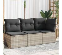 vidaXL Divano da Giardino con Cuscini 3 Posti Grigio Chiaro Polyrattan