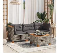 vidaXL Divano da Giardino con Cuscini 3 Posti Grigio in Polyrattan