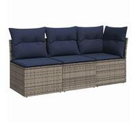 vidaXL Divano da Giardino con Cuscini 3 Posti Grigio in Polyrattan
