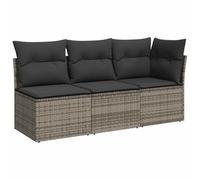 vidaXL Divano da Giardino con Cuscini 3 Posti Grigio in Polyrattan