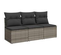 vidaXL - Divano da Giardino con Cuscini 3 Posti Grigio in Polyrattan