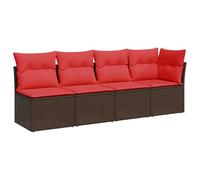 vidaXL Divano da Giardino con Cuscini 4 posti Marrone in polyrattan
