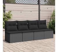DIVANO DA GIARDINO VIDAXL con Cuscini a 4 Posti Nero in Polyrattan - 365965