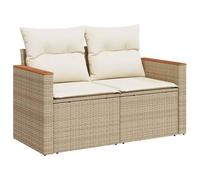 vidaXL Divano da Giardino con Cuscini a 2 Posti Beige in Polyrattan