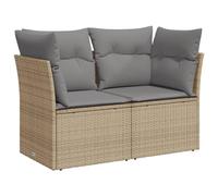 vidaXL Divano da Giardino con Cuscini a 2 Posti Beige in Polyrattan