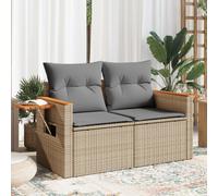 vidaXL Divano da Giardino con Cuscini a 2 Posti Beige in Polyrattan