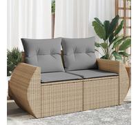 vidaXL Divano da Giardino con Cuscini a 2 Posti Beige in Polyrattan