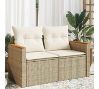 vidaXL Divano da Giardino con Cuscini a 2 Posti Beige in Polyrattan