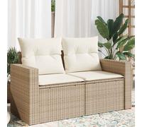 vidaXL Divano da Giardino con Cuscini a 2 Posti Beige in Polyrattan