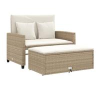 vidaXL Divano da Giardino con Cuscini a 2 Posti Beige in Polyrattan