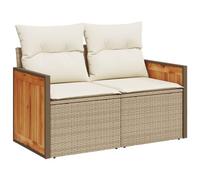 vidaXL Divano da giardino a 2 posti in polyrattan con cuscini beige