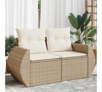 vidaXL Divano da Giardino con Cuscini a 2 Posti Beige in Polyrattan
