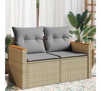 vidaXL Divano da Giardino con Cuscini a 2 Posti Beige in Polyrattan