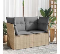 vidaXL Divano da giardino 2 posti con cuscini in polyrattan beige