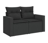 vidaXL Divano da Giardino con Cuscini a 2 Posti Nero in Polyrattan
