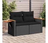vidaXL Divano da Giardino con Cuscini a 2 Posti Nero in Polyrattan