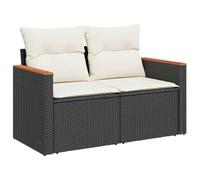 vidaXL Divano da Giardino con Cuscini a 2 Posti Nero in Polyrattan
