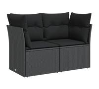vidaXL Divano da Giardino con Cuscini a 2 Posti Nero in Polyrattan