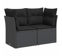 vidaXL Divano da Giardino con Cuscini a 2 Posti Nero in Polyrattan