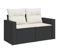 vidaXL Divano da Giardino con Cuscini a 2 Posti Nero in Polyrattan