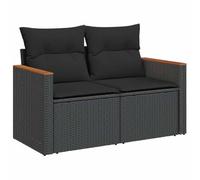 vidaXL Divano da Giardino con Cuscini a 2 Posti Nero in Polyrattan