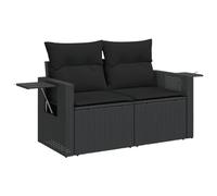 vidaXL Divano da Giardino con Cuscini a 2 Posti Nero in Polyrattan