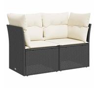 vidaXL Divano da Giardino con Cuscini a 2 Posti Nero in Polyrattan