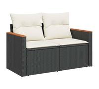 vidaXL Divano da Giardino con Cuscini a 2 Posti Nero in Polyrattan