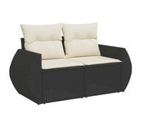 vidaXL Divano da Giardino con Cuscini a 2 Posti Nero in Polyrattan
