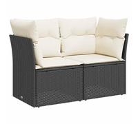 vidaXL Divano da Giardino con Cuscini a 2 Posti Nero in Polyrattan Nero E Crema