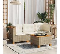 vidaXL Divano da Giardino con Cuscini a 3 Posti Beige in Polyrattan, Divano da Giardino con Cuscini, Seduta da Giardino, Divano da Giardino 3 posti