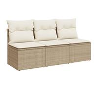 vidaXL Divano da Giardino con Cuscini a 3 Posti Beige in Polyrattan