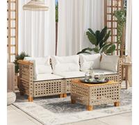 vidaXL Divano da Giardino con Cuscini a 3 Posti Beige in Polyrattan, Seduta da Giardino, Divano da Giardino 3 posti