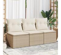 vidaXL Divano da Giardino con Cuscini a 3 Posti Beige in Polyrattan