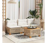 vidaXL Divano da Giardino con Cuscini a 3 Posti Beige in Polyrattan