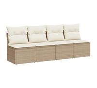 vidaXL Divano da Giardino con Cuscini a 4 Posti Beige in Polyrattan