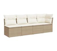 vidaXL Divano da Giardino con Cuscini a 4 Posti Beige in Polyrattan